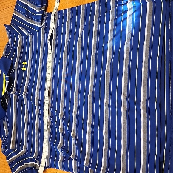 Under Armour Blue and White Striped Polo Shirt - Picture 5 of 9